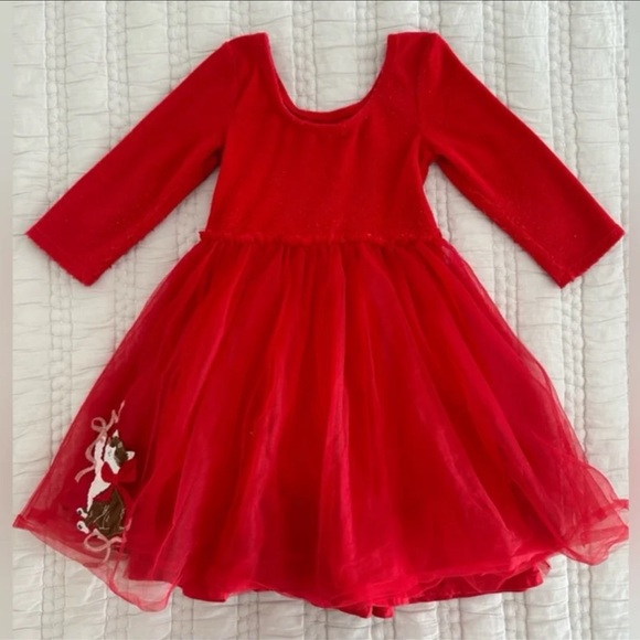 Mini Boden Kitty Cat Christmas Velvet and Tulle Dress - Picture 3 of 11
